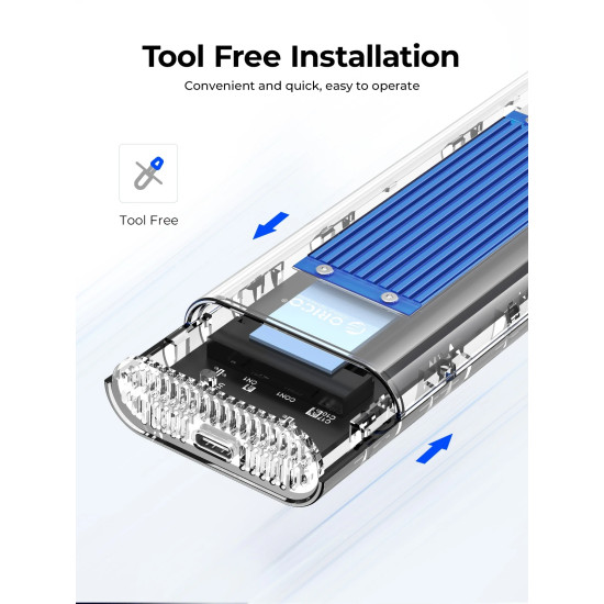 Orico външна кутия за диск Storage - Case - M.2 NVMe M key - 40Gbps, USB-A/USB-C - TCM2-U4-BK-BP