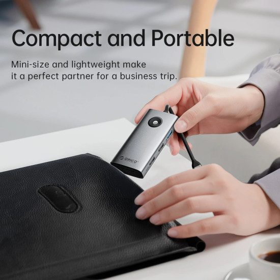Orico докинг станция Docking Station Type-C - PW11-6P25R-GY-BP - HDMI, USB-A x 3, PD100W x 1, LAN (2.5Gbps)