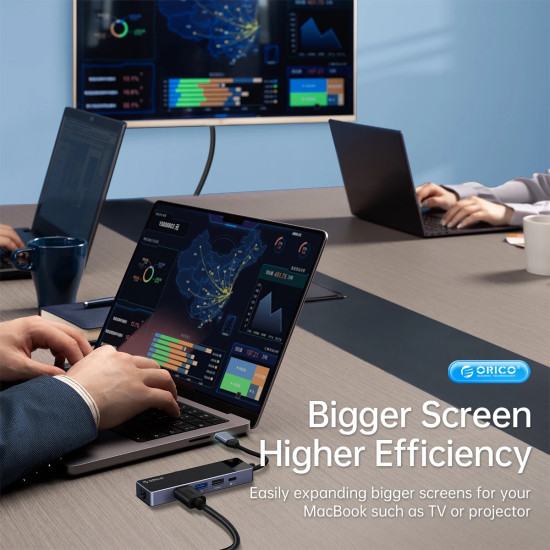 Orico докинг станция Docking Station Type-C - DM-10P-BK-BP - HDMI, USB-C, USB-A x 4, PD100W x 1, LAN (1Gbps), SD/TF