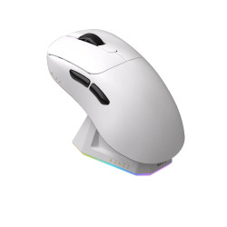 Ajazz професионална геймърска мишка AJ179 PRO - Wireless Gaming Mouse - 8K, Magnetic Charging Dock, White