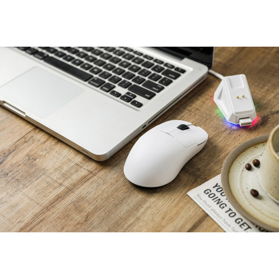 Ajazz професионална геймърска мишка AJ159 PRO - Wireless Gaming Mouse - 8K, Magnetic Charging Dock, White