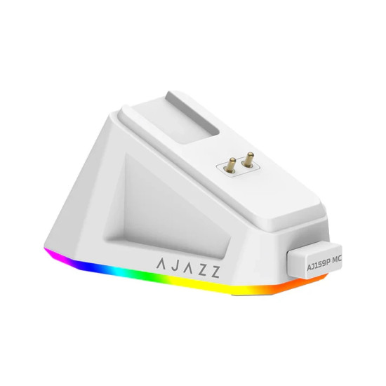 Ajazz професионална геймърска мишка AJ159P MC - Wireless Gaming Mouse - 1K, Magnetic Charging Dock, White