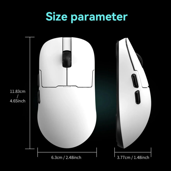Ajazz професионална геймърска мишка AJ159P MC - Wireless Gaming Mouse - 1K, Magnetic Charging Dock, White