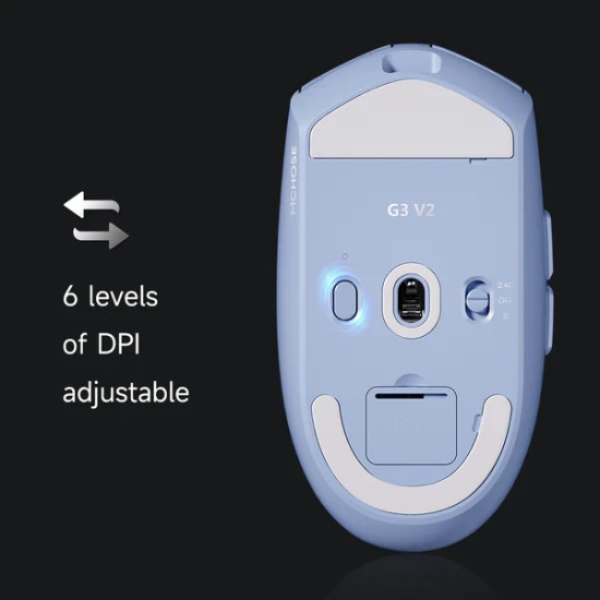 MCHOSE професионална геймърска мишка G3 V2 White - Wireless Gaming Mouse - 1K, Omron Mechanical