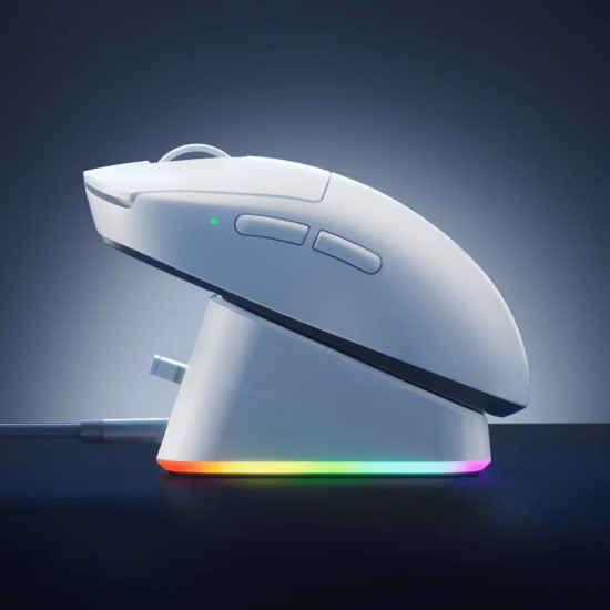 MCHOSE професионална геймърска мишка A7 V2 Ultra White - Wireless Gaming Mouse - Dual 8K, Omron Mechanical