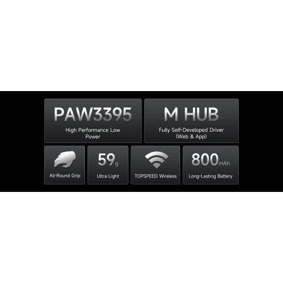 MCHOSE професионална геймърска мишка G3 V2 Black - Wireless Gaming Mouse - 1K, Omron Mechanical