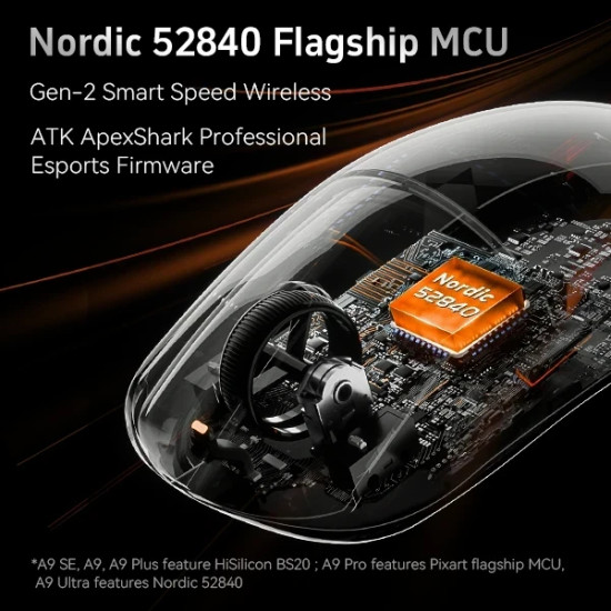 ATK професионална геймърска мишка Wireless Gaming Mouse A9 Pro Max 2.0 Tri-mode Nearlink - 8K, White