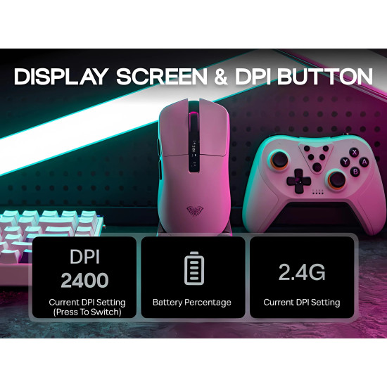 Aula професионална геймърска мишка Wireless Gaming Mouse SC590 PRO - Smart Display, Black