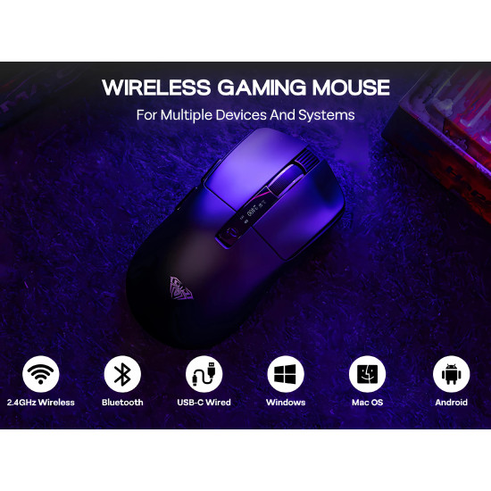 Aula професионална геймърска мишка Wireless Gaming Mouse SC590 PRO - Smart Display, Black