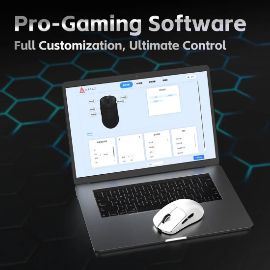Ajazz професионална геймърска мишка AJ159 V2 MC - Wireless Gaming Mouse - 1K, Magnetic Charging Dock, White