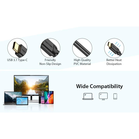 Vention кабел Cable Type-C to HDMI - 1.5m 4K Black - CGUBG