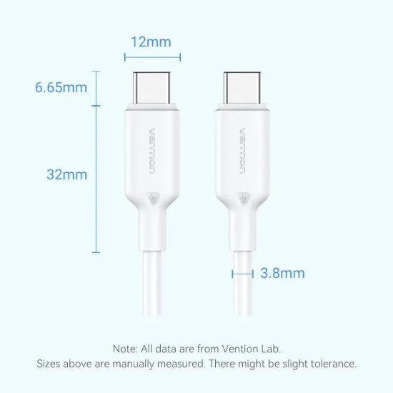 Vention Кабел USB 2.0 C M / USB-C M 1.0m White - TRCWF