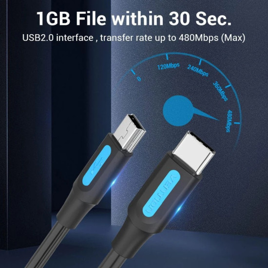 Vention Кабел USB 2.0 C M / Mini USB 5pin 0.5m - COWBD