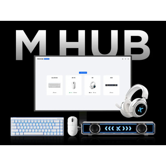 MCHOSE професионална геймърска мишка A5 V3 Black - Ultralight 8K Wireless Mouse, Omron Mechanical Switches