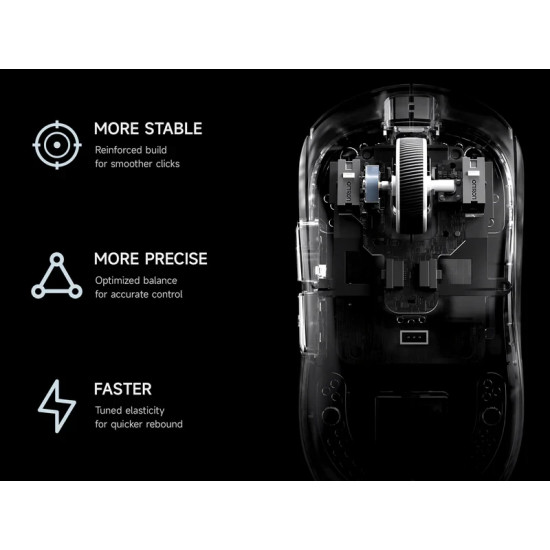 MCHOSE професионална геймърска мишка A5 V3 Black - Ultralight 8K Wireless Mouse, Omron Mechanical Switches
