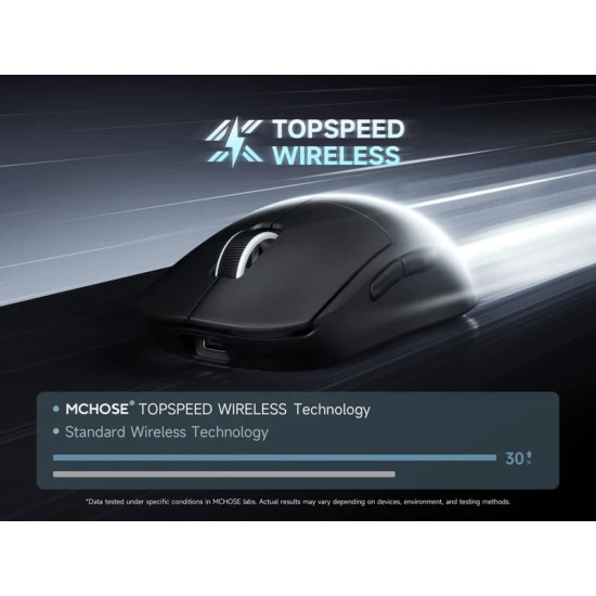 MCHOSE професионална геймърска мишка A5 V3 Black - Ultralight 8K Wireless Mouse, Omron Mechanical Switches