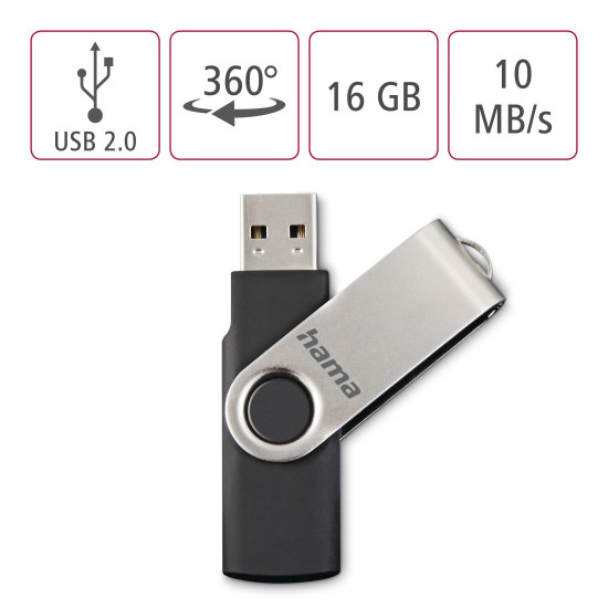 USB памет Rotate, 16GB, HAMA-94175 USB памет Rotate, 16GB, HAMA-94175