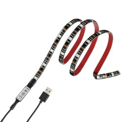 Hama USB LED Light Strip with Integrated Control Unit, RGB, 1 m, 12 Pcs. in Disp Hama USB LED Light Strip with Integrated Control Unit, RGB, 1 m, 12 Pcs. in Disp