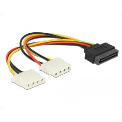 Cable DeLock Power SATA 15pin to 2x 4pin Molex female, 20cm Cable DeLock Power SATA 15pin to 2x 4pin Molex female, 20cm