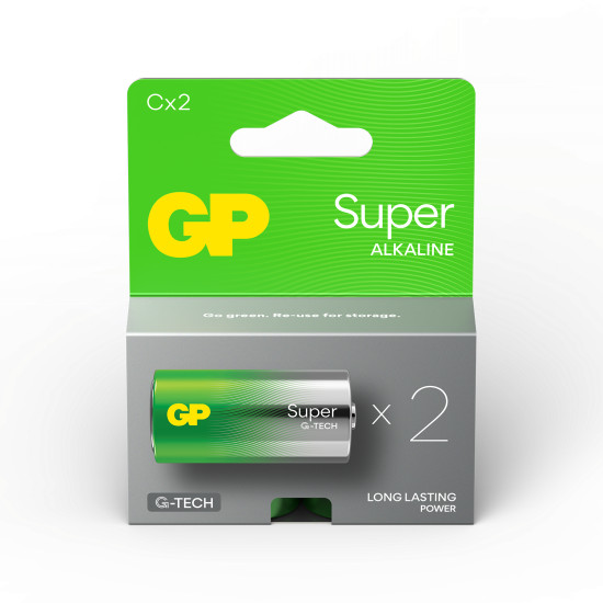 Алкална батерия GP SUPER LR14, 2 бр. в опаковка, 1.5V Алкална батерия GP SUPER LR14, 2 бр. в опаковка, 1.5V