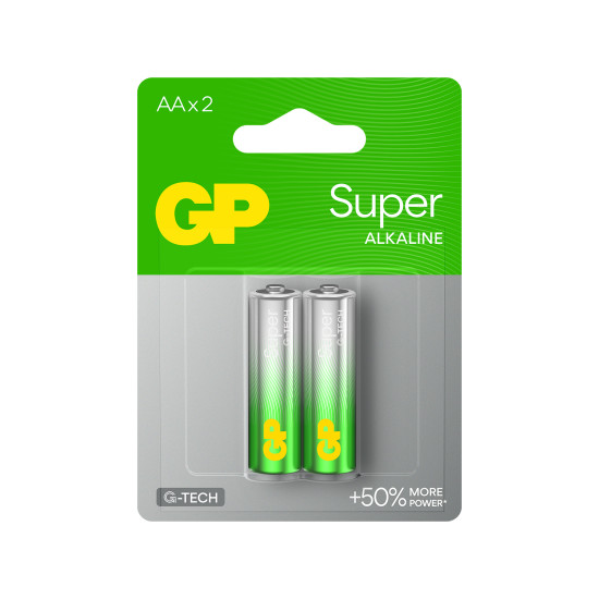 Алкална батерия GP SUPER LR6 AA, 2 бр. в опаковка, 1.5V, GP15A Алкална батерия GP SUPER LR6 AA, 2 бр. в опаковка, 1.5V, GP15A