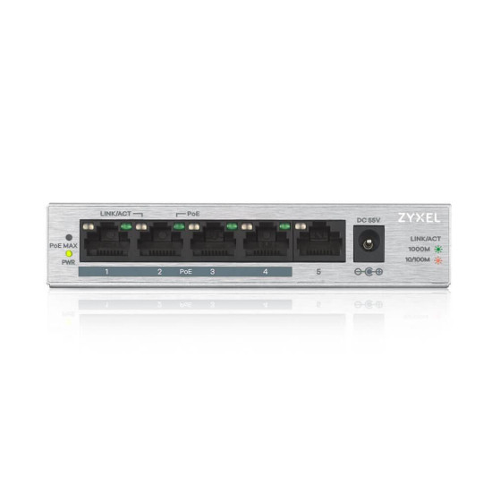 Switch ZyXEL GS1005-HP, 5 Port Gigabit PoE+ unmanaged, 60W Switch ZyXEL GS1005-HP, 5 Port Gigabit PoE+ unmanaged, 60W