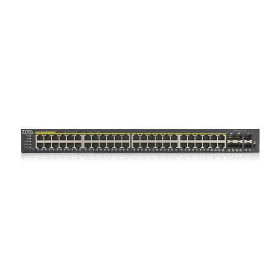 Суич ZYXEL GS1920-48HP, 44х GbE порта, 4х Combo порта SFP/RJ-45, Управляем, Монтаж в шкаф Суич ZYXEL GS1920-48HP, 44х GbE порта, 4х Combo порта SFP/RJ-45, Управляем, Монтаж в шкаф
