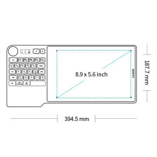 Графичен таблет HUION Inspiroy Keydial KD200, USB-C, Bluetooth, Metal Grey Графичен таблет HUION Inspiroy Keydial KD200, USB-C, Bluetooth, Metal Grey