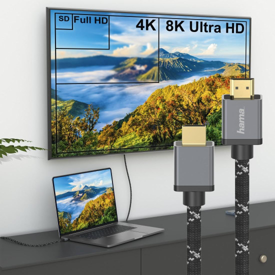 Hama Ultra High Speed HDMI™ Cable, Plug - Plug, 8K, Metal, Ethernet, 1.0 m Hama Ultra High Speed HDMI™ Cable, Plug - Plug, 8K, Metal, Ethernet, 1.0 m