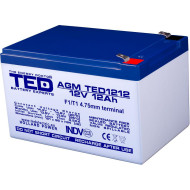 Lead Battery TED ELECTRIC 12 V / 12 Ah- 152 / 98 / 96 mm AGM Lead Battery TED ELECTRIC 12 V / 12 Ah- 152 / 98 / 96 mm AGM
