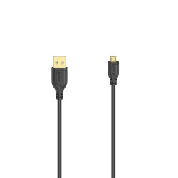 Кабел HAMA Flexi-Slim, USB 2.0 мъжко - micro USB мъжко, 0.75 м., Позлатени конектори, Черен Кабел HAMA Flexi-Slim, USB 2.0 мъжко - micro USB мъжко, 0.75 м., Позлатени конектори, Черен