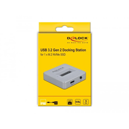 Докинг станция Delock, За M.2 NVMe PCIe SSD, USB-C 3.2 Gen 2 Докинг станция Delock, За M.2 NVMe PCIe SSD, USB-C 3.2 Gen 2
