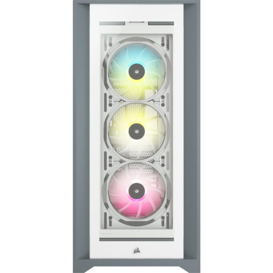 Кутия Corsair iCUE 5000X RGB Mid Tower, Tempered Glass, Бяла