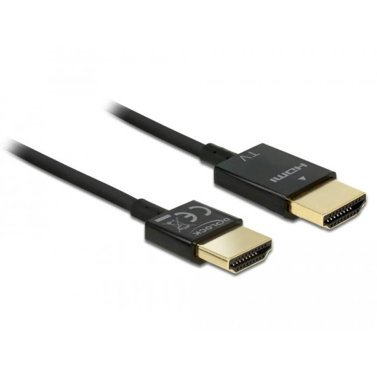 Кабел Delock, HDMI-A мъжко - HDMI-A мъжко, Ethernet, 18 Gbit/s, 4K, 3 м, Черен Кабел Delock, HDMI-A мъжко - HDMI-A мъжко, Ethernet, 18 Gbit/s, 4K, 3 м, Черен