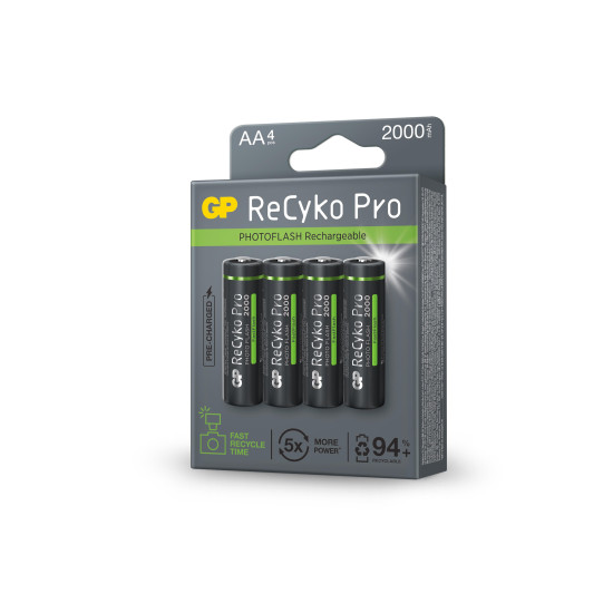 Rechargeable Battery GP R6 AA 2000mAh RECYKO + PRO Fast Flash GP-BR-210AAHCF-APCEB4 NiMH 4 pcs. pack GP Rechargeable Battery GP R6 AA 2000mAh RECYKO + PRO Fast Flash GP-BR-210AAHCF-APCEB4 NiMH 4 pcs. pack GP