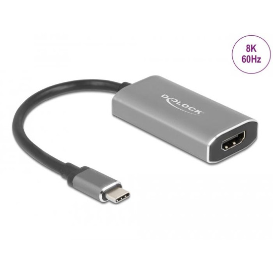 Адаптер Delock, USB-C мъжко - HDMI женско, Ultra HD, 8K, Сив Адаптер Delock, USB-C мъжко - HDMI женско, Ultra HD, 8K, Сив