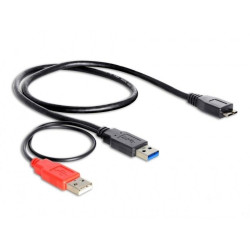 Delock Cable USB 3.0 type A male + USB type A male > USB 3.0 type Micro-B male