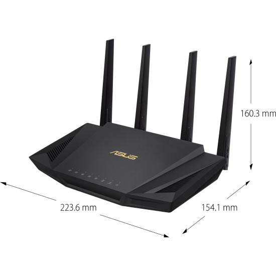 Wireless Router ASUS RT-AX58U V2, AX3000 Dual Band WiFi 6 (802.11ax), MU-MIMO, IPv6, OFDMA, AiMesh, AiProtection Pro, 2402 Mbps Wireless Router ASUS RT-AX58U V2, AX3000 Dual Band WiFi 6 (802.11ax), MU-MIMO, IPv6, OFDMA, AiMesh, AiProtection Pro, 2402 Mbps