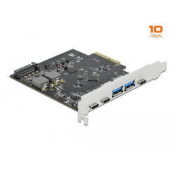 Контролер Delock PCI Express Card x4 -> 3 x USB-C + 2x USB-A 10Gbps
