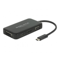 Адаптер 4 в 1 Delock 63929 USB-C мъжко - VGA / DVI / DP / HDMI женско, Черен Адаптер 4 в 1 Delock 63929 USB-C мъжко - VGA / DVI / DP / HDMI женско, Черен