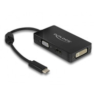 3in1 Adapter Delock 63925 USB-C - VGA DVI HDMI Socket, Black 3in1 Adapter Delock 63925 USB-C - VGA DVI HDMI Socket, Black