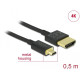 Кабел Delock HDMI-A мъжко - Micro HDMI-D мъжко,18 Gbit/s, 4K, 0.5 м, Черен Кабел Delock HDMI-A мъжко - Micro HDMI-D мъжко,18 Gbit/s, 4K, 0.5 м, Черен