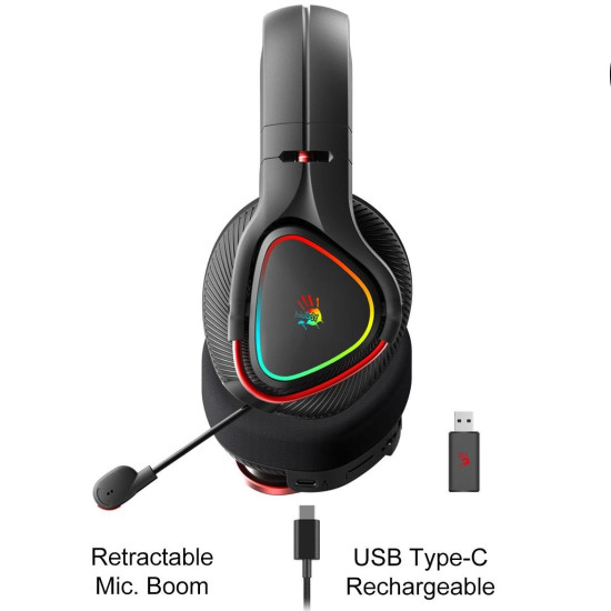 Геймърски безжични слушалки A4TECH Bloody MR710, Bluetooth v5.0, 2.4Ghz, RGB, Микрофон, Черен Геймърски безжични слушалки A4TECH Bloody MR710, Bluetooth v5.0, 2.4Ghz, RGB, Микрофон, Черен