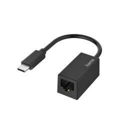 Мрежов адаптер HAMA, USB-C мъжко - RJ-45 женско, Gigabit, Черен Мрежов адаптер HAMA, USB-C мъжко - RJ-45 женско, Gigabit, Черен