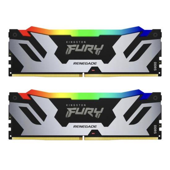 Памет Kingston Fury Renegade Silver RGB 32GB(2x16GB) DDR5 6400MHz KF564C32RSK2-32 Памет Kingston Fury Renegade Silver RGB 32GB(2x16GB) DDR5 6400MHz KF564C32RSK2-32