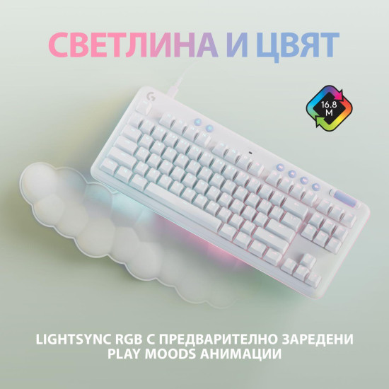Геймърска механична клавиатура Logitech G G713, TKL, Tactile, RGB LED, US Layout, бяла Геймърска механична клавиатура Logitech G G713, TKL, Tactile, RGB LED, US Layout, бяла