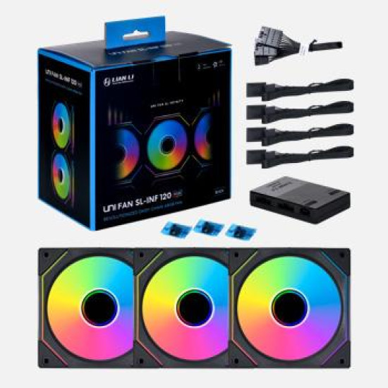 Fans Lian Li UNI SL-INF 120 ARGB 3 Fan Pack Black Controller included Fans Lian Li UNI SL-INF 120 ARGB 3 Fan Pack Black Controller included
