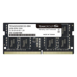 Memory Team Group Elite DDR4 SO-DIMM 32GB 3200MHz CL22 1.2V TED432G3200C22-S01 Memory Team Group Elite DDR4 SO-DIMM 32GB 3200MHz CL22 1.2V TED432G3200C22-S01
