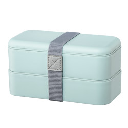  Xavax To Go  Bento Box, 2 Stackable Lunchboxes, 500 ml per Chamber, pastel blue 