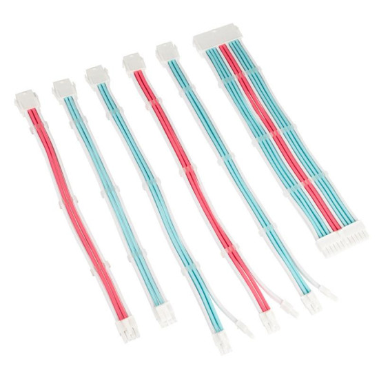 Sleeved Extension Cable Kit Kolink Core, Brilliant White/Neon Blue/Pure Pink